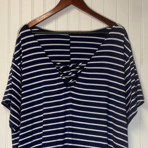 NAUTICAL STRIPE VNECK SHORT SLEEVE TOP 4x